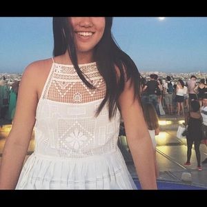 Free People White Silk Cutout Mini Dress